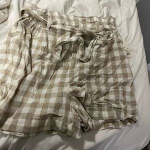 Plaid dress shorts waist tie
